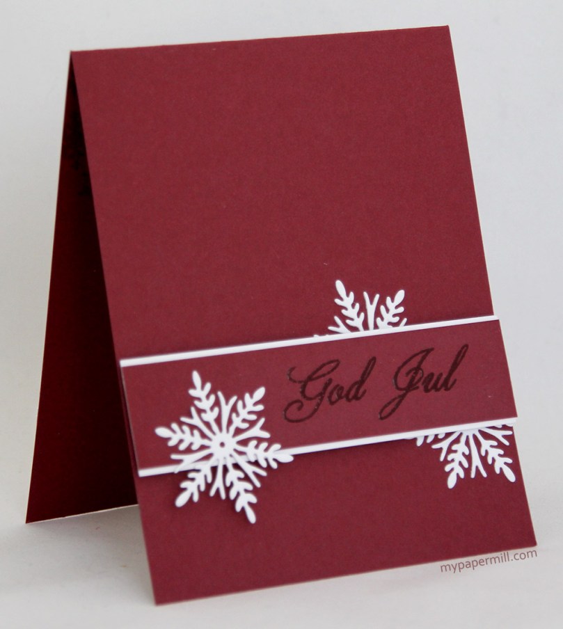 rødt C&S julekort Penny Black skrått