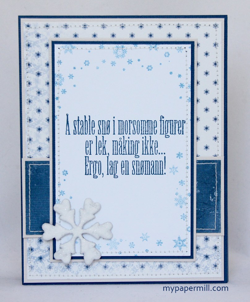 Ett Trykk 0515 Julekort etter skisse Mo Manning Giggling Snowman bakside blogg