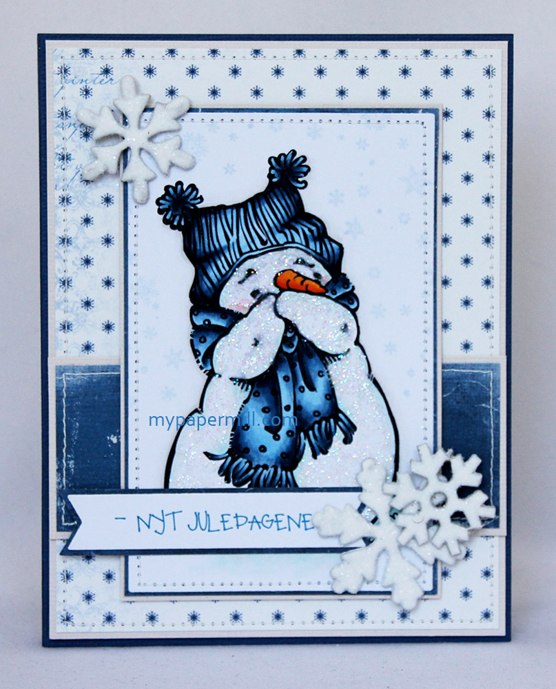 Ett Trykk 0515 Julekort etter skisse Mo Manning Giggling Snowman front blogg