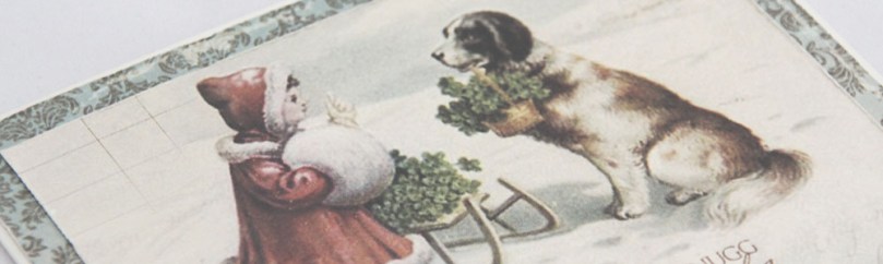 julekort med jente og hund front skrått PS