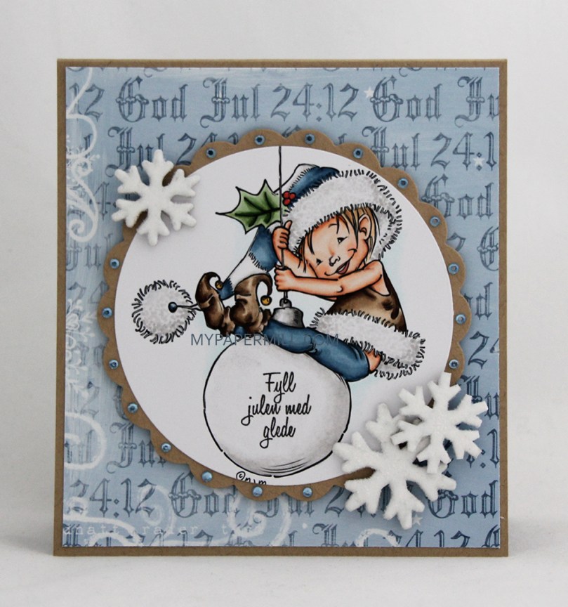 Mo Manning Little Elf Finn julekort forside