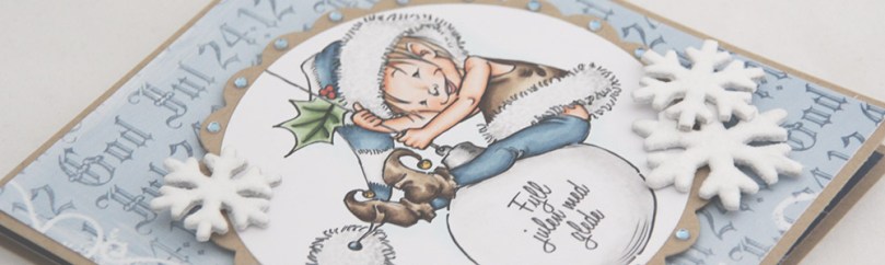 Mo Manning Little Elf Finn julekort front skrått PS