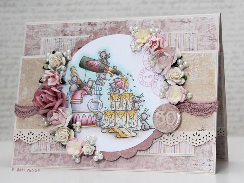 Bestillingskort 30 år Eva Lili of the Valley Champagne Fountain front skrått