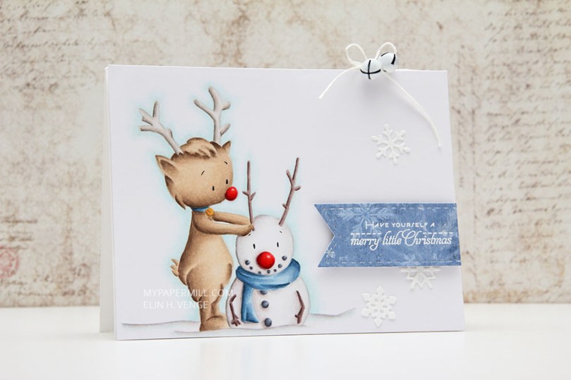 Julekort Kinda cute by patricia Reindeer Snowman front