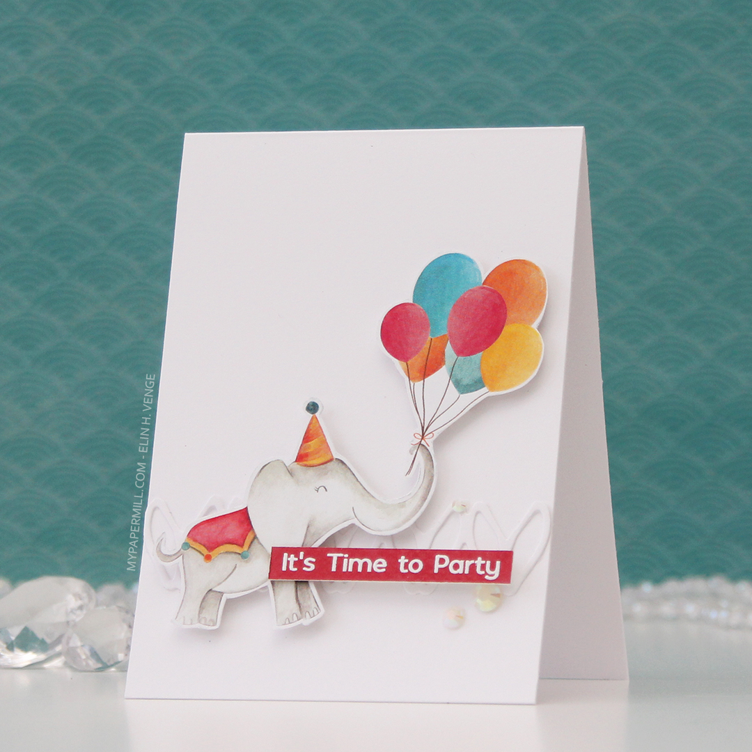 HK P13 It's Time to Party elefant med ballonger front skrått