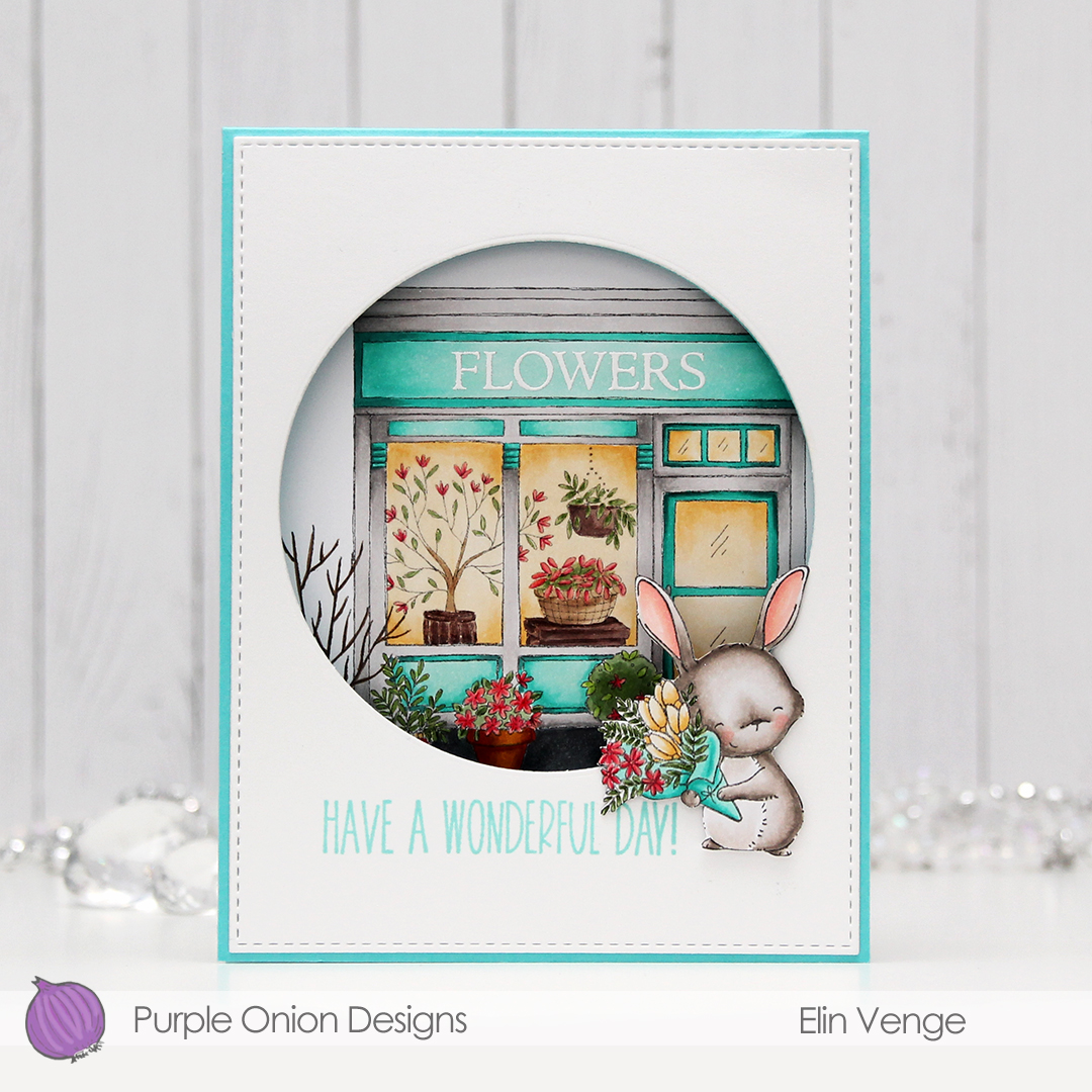 Purple Onion Designs - Elin Venge - Junie Flower Shop tri-fold front straight