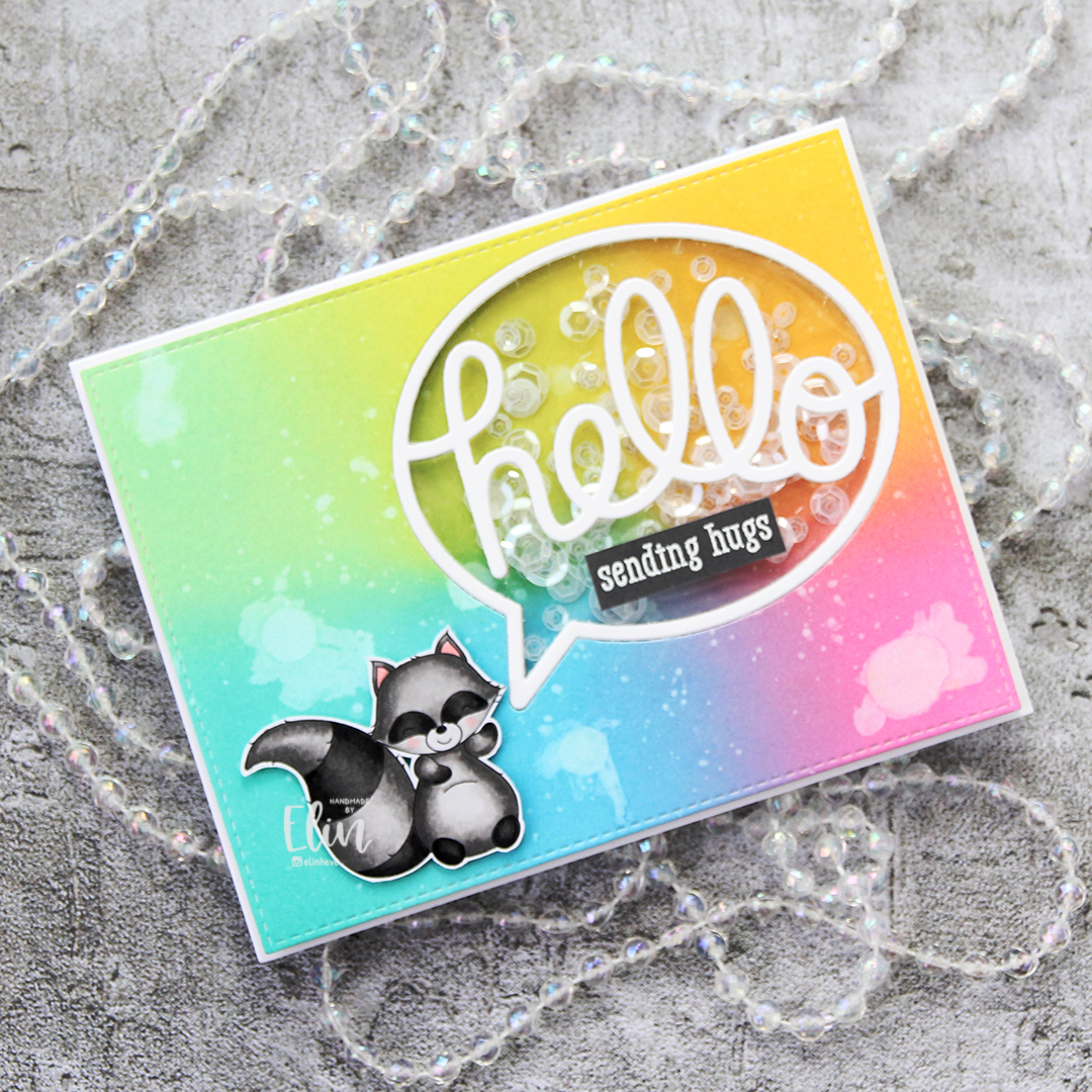 Streamside Studios Woodland Friends Raccoon shaker flatlay skrått