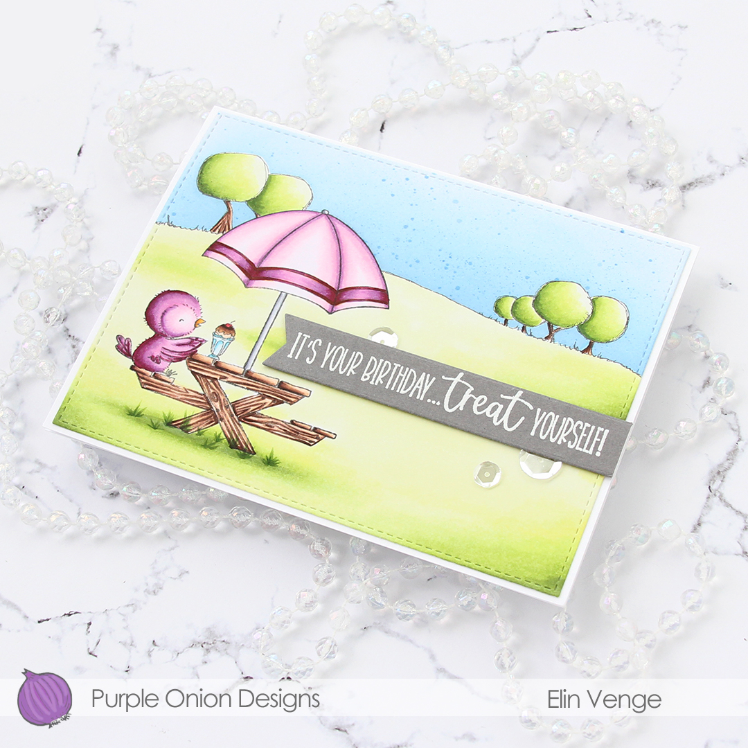 Purple Onion Designs - Elin Venge - Juliet Tree Line Horizon Sunshiny Sentiment set angled